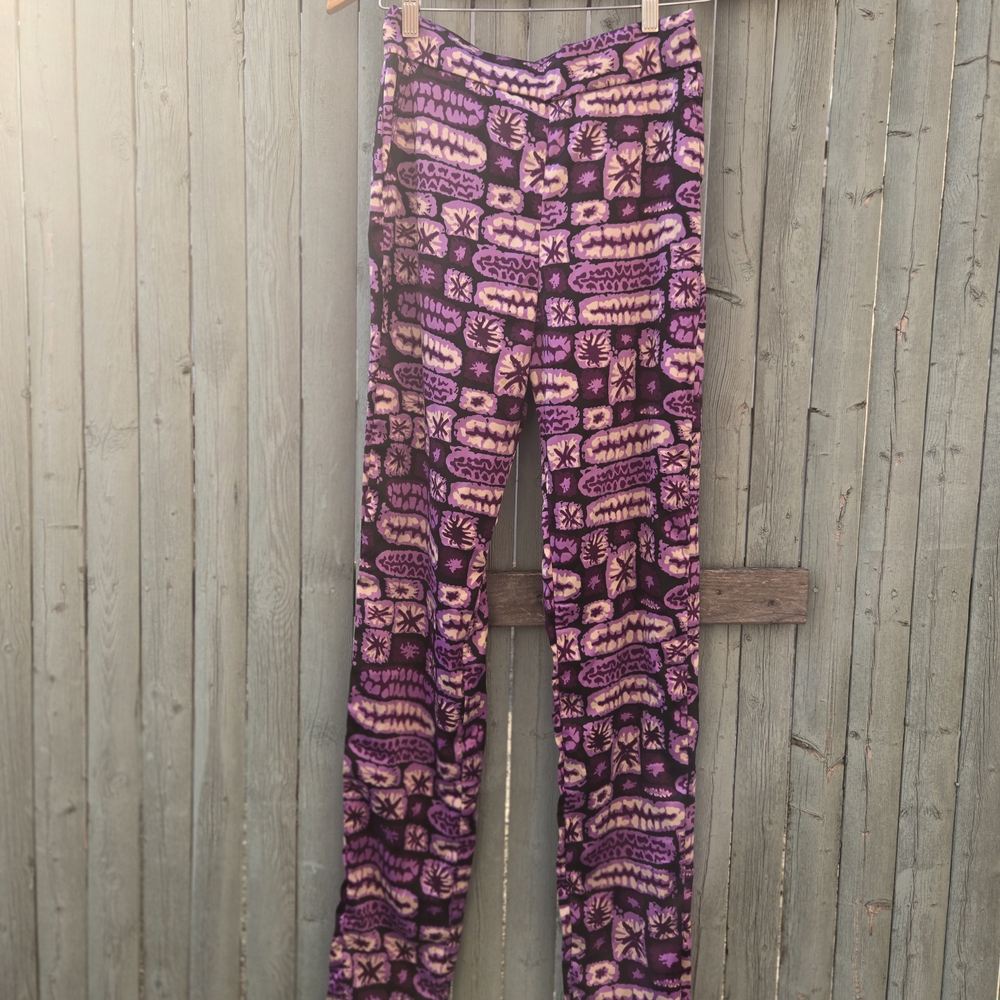 Grass-Fields Purple Pink Print High Waist Pants Size 6